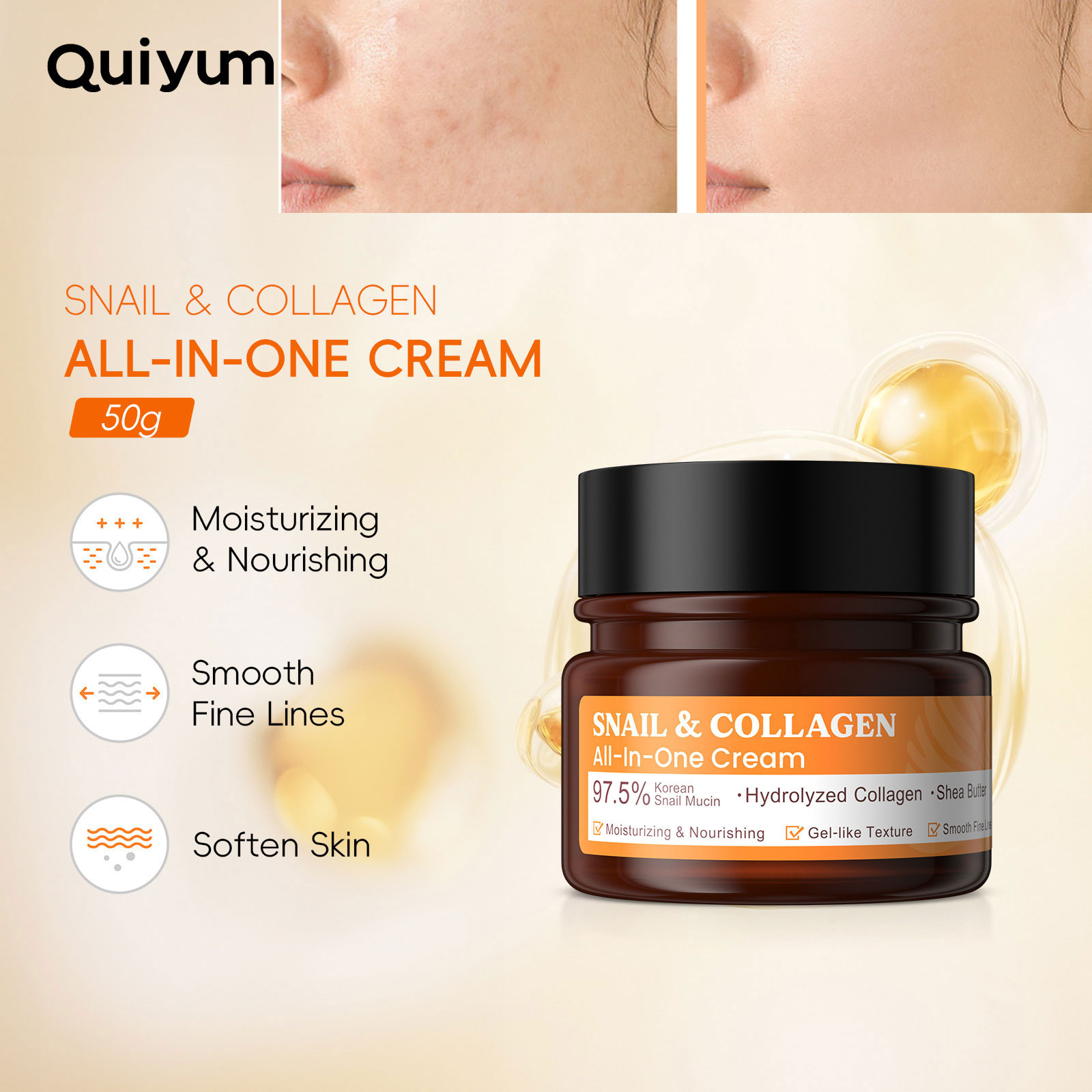 Snail Cream Gel - LAIKOU Slak Collageen Gezichtscrème Gel Verstevigende