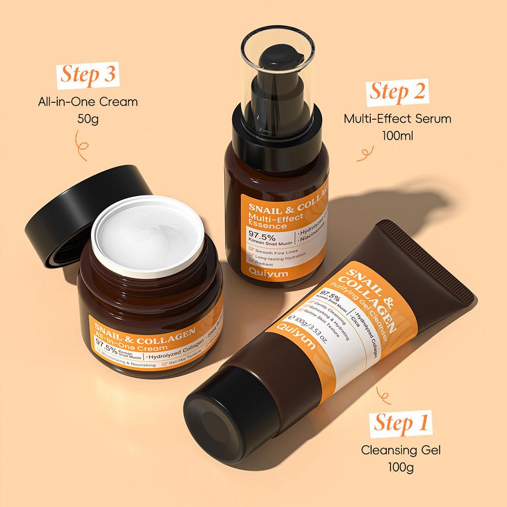 Snail Cream Gel - Slakkencollageen Reinigingsgel 100g Hydraterende Crème 50g