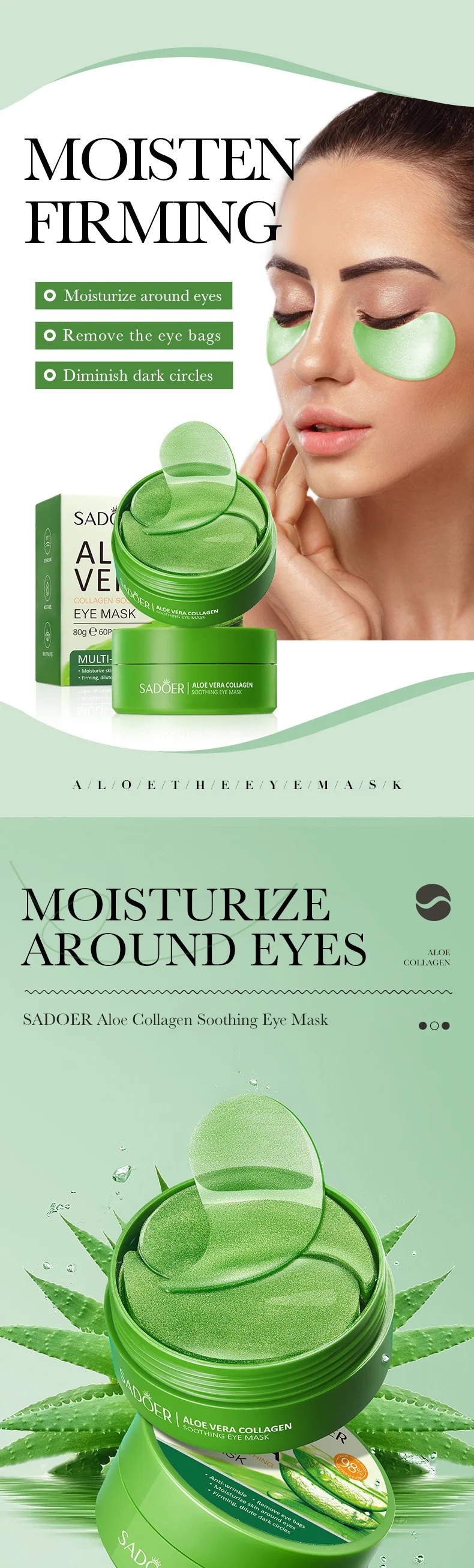 60pcs Aloë Vera Collageen Oogm - Collagen Sheet Mask recensie en prijs